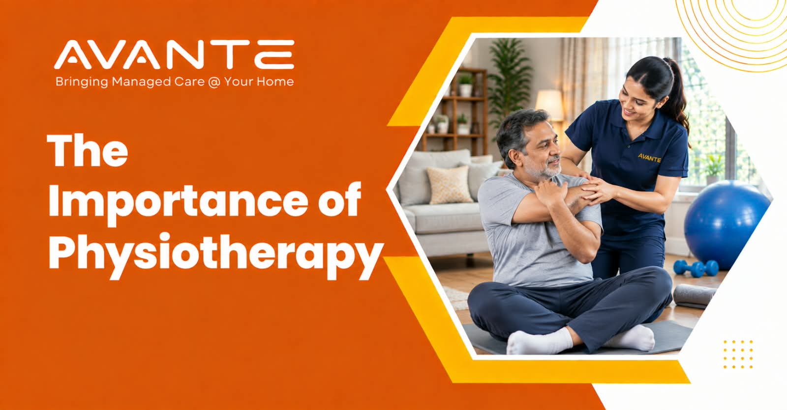Physiotherapist helping patient with mobility exercises at home